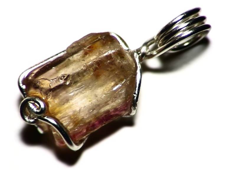 Wassermelone Turmalin Kristall Anhänger | 6, 9 Ct Sterling Silber Draht Wickeln, Multi Color Crystal Geschenk Für Sie, Rot Und Gelb Stein von AngryTurtle