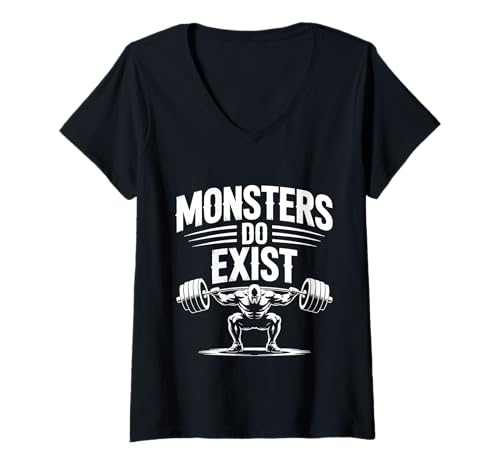 Damen Monsters Do Exist Horror gruseliger, gruseliger Fan - T-Shirt mit V-Ausschnitt Damen Monsters Do Exist Horror gruseliger, gruseliger Fan - T-Shirt mit V-Ausschnitt von Angst Reich Humor