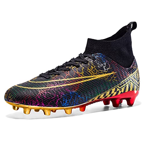 Angugu Fußballschuhe Herren Fußballstiefel High Top Spike Football Cleats Fussballschuhe Kinder Professionelle Outdoor Schnürsenkel Junge Trainingsschuhe Samba Sportschuhe von Angugu