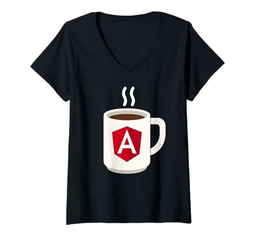 Damen Eckige Dev-Tasse T-Shirt mit V-Ausschnitt Damen Eckige Dev-Tasse T-Shirt mit V-Ausschnitt von Angular Daily Debug Co.