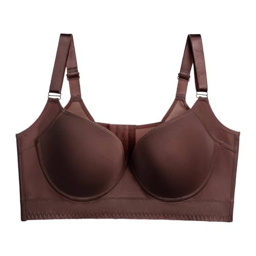 Angxiwan BH ohne bügel Push up Weiss BH Damen mit Bügel Frauen Bralette Große Brüste Klassische BHS Spitze Gegen Hängebrust Bra Vorderverschluss Bequemer Dessous Schlaf Reißverschluss Vorne Bügellos von Angxiwan