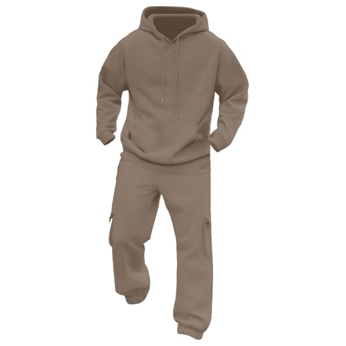 Angxiwan Freizeitanzug Herren Trainingsanzug Jogginganzug Herren Y2K Baumwolle Warme Einfarbig Atmungsaktiv Gym Sportanzug​ Luftige Bequem Fit​ Freizeitanzug Tracksuit Baggy von Angxiwan