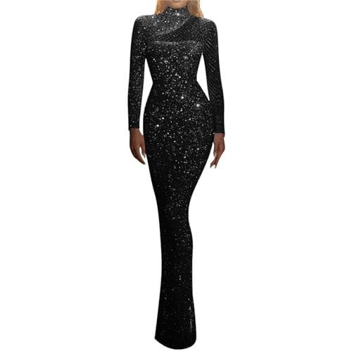Angxiwan Glitzerkleid Damen Partykleid Party Damenkleider Pailletten Kleider Klassischer Abendkleider Slim Fit Freizeitkleid Elegant Kurzkleid Paillettenkleid Damen Große Größen von Angxiwan