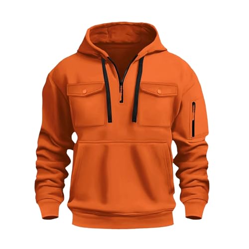 Angxiwan Hemd Herren LangarmKapuzenpullover Herren Kapuzenjacke Einfarbiger Langarm Shirt Male Rundhals Hoodie Baumwolle Bequem Fit FreizeithemdenOberhemden Herren Langarm von Angxiwan