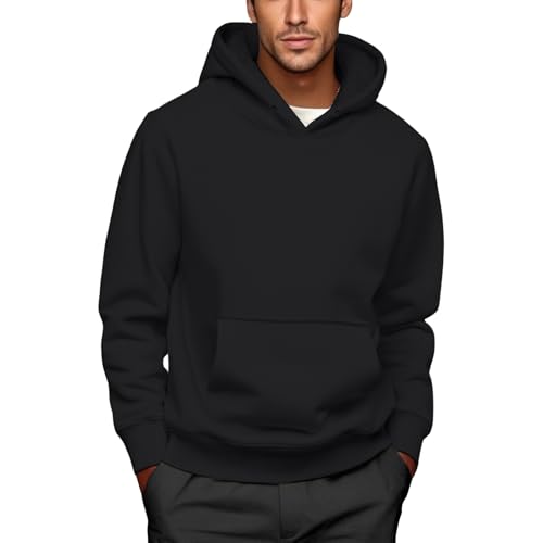 Angxiwan Herren Pullover Hoodie Herren Kapuzenpillover Male Microfleece Kapuzenshirt Pullover Einfarbig Sweatshirt Baumwolle Bequem Fit Freizeithemden Herrenhemden Langarm BüGelfrei von Angxiwan