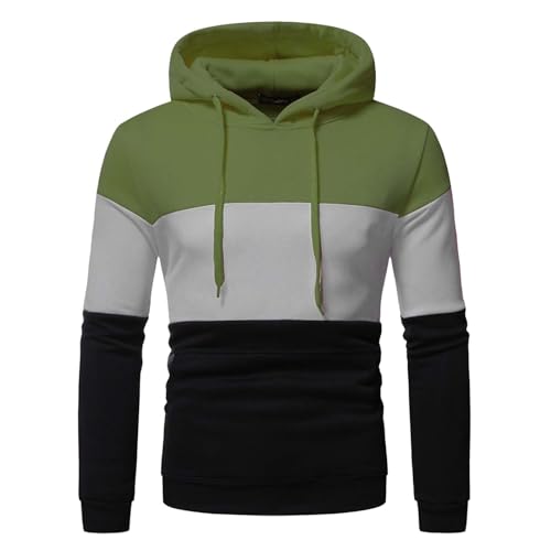 Angxiwan Herren Pullover Hoodie Herren Kapuzenpillover Taschen Farbblock Male Sweatshirt Pullover Warmer Langarmshirt Baumwolle Bequem Fit Freizeithemden Herrenhemden Langarm BüGelfrei von Angxiwan