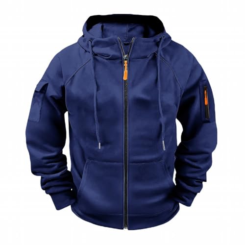Angxiwan Herren Sweatjacke Hoodie Herren Kapuzenpullover Winter Warmer Kapuzenjacke Einfarbiger Rundhals Langarm Shirt Baumwolle Bequem Fit Kapuzenshirt Hoodie Oversize von Angxiwan