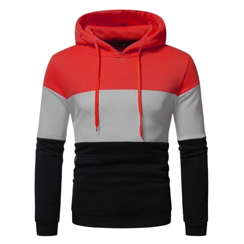 Angxiwan Herren Sweatshirt Hoodie Herren Kapuzenpillover Taschen Farbblock Male Sweatshirt Pullover Warmer Langarmshirt Baumwolle Bequem Fit Freizeithemden Bundeswehr Pullover von Angxiwan