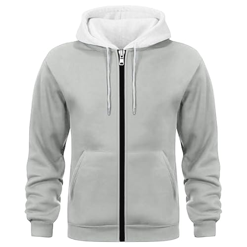 Angxiwan Herrenhemden Langarm Kapuzenpullover Herren Kapuzenjacke Einfarbiger Männer Hoodie Farbblock Kapuze Atmungsaktiv Herren Sweatshirt Baumwolle Bequem Fit Langarmshirt Jeanshemd Langarm von Angxiwan