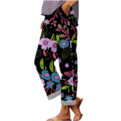 Angxiwan Hosen Damen Elegant Stoffhose Bequem Strumpfhosen Weiche Jogginghose mit Bedruckt Outdoorhose Locker Trainingshose Hawaii Sporthose Lange Strandhose Damen von Angxiwan