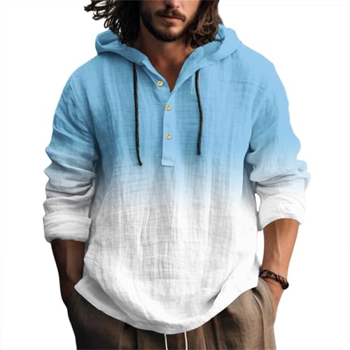 Angxiwan Jacke Herren üBergangsjacke Leinenhemd Hoodie Herren Leinenhemd Sweatshirt Kapuzenpillover Pullover Atmungsaktiv Langarmshirt Baumwolle Bequem Fit Freizeithemden Laufshirt Langarm von Angxiwan