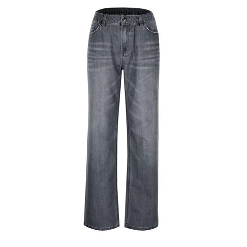 Angxiwan Jeanshose Damen Stretch Boyfriend Stil Denim Straight Leg Hosen Stilvolle Hüftjeans Skinny Fit Momjeans Große Größen Trachtenjeans von Angxiwan