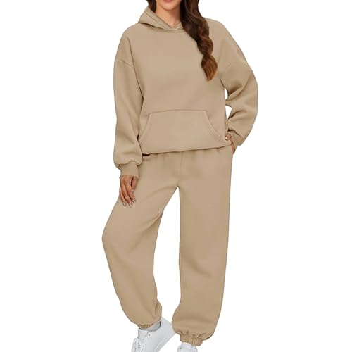Angxiwan Jogginganzug Damen große größen 3XL Jogginganzug Trainingsanzug Sportanzug 2 Teilig Hosenanzug Sportlich Hoodie und Hose Langarm Hausanzug Loungewear Sweatshirt Damen grün 42/44 von Angxiwan