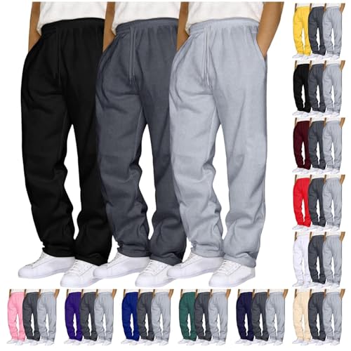 Angxiwan Jogginghose Herren Trainingshose 3er Pack Herren Jogginghose Warme Y2K Baumwolle Gym Einfarbig Luftige Sporthose Bequem Für​ Atmungsaktiv Fit​ Freizeithose Baggy von Angxiwan