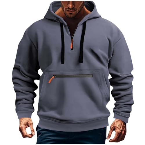 Angxiwan Kapuzenjacke Herren Kapuzenjacke Herren Kapuzenpullover Warmer Male Rundhals Hoodie Einfarbiger Langarm Shirt Baumwolle Bequem Fit Kapuzenshirt Strickpullover Herren von Angxiwan
