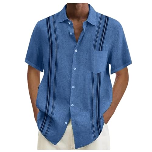 Kurzarmhemd Herren Slim Fit Hawaiihemd Freizeit Sommerhemd Hawaii Hemd Bedruckt Strandhemd mit Button Freizeithemd Poloshirts für Männer Beach Urlaub Hemden Angebote Tages blitzangebote von Angxiwan