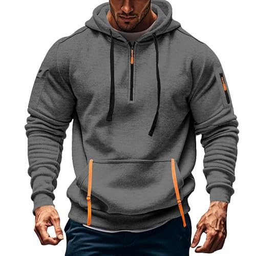 Angxiwan Langarmshirt Herren Baumwolle Kapuzenpullover Herren Kapuzenjacke Male Rundhals Hoodie Einfarbiger Langarm Shirt Kapuze Baumwolle Bequem Fit Kapuzenshirt Hoodie Mit ReißVerschluss von Angxiwan