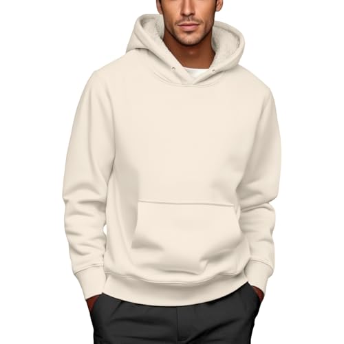 Angxiwan Langarmshirt HerrenHoodie Herren Kapuzenpillover Male Microfleece Kapuzenshirt Pullover Einfarbig Sweatshirt Baumwolle Bequem Fit FreizeithemdenPoloshirt Langarm Herren von Angxiwan