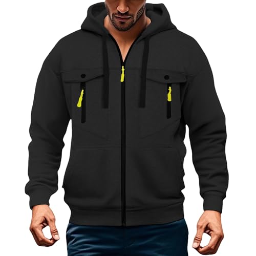 Angxiwan Langarmshirt HerrenKapuzenpullover Herren Kapuzenjacke Hoodie Einfarbiger Male Atmungsaktiv Langarm Jogging Sweatshirt Baumwolle Bequem Fit KapuzenshirtPoloshirt Langarm Herren von Angxiwan