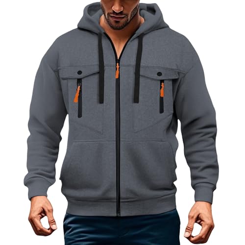 Angxiwan Leinenhemd Herren Langarm Kapuzenpullover Herren Kapuzenjacke Hoodie Einfarbiger Male Atmungsaktiv Langarm Jogging Sweatshirt Baumwolle Bequem Fit Kapuzenshirt Sportjacken FüR von Angxiwan
