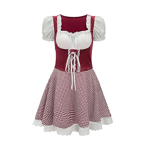 Angxiwan Oktoberfest Damen Outfit Blusen Damen Oktoberfest Outfit Viktorianische Clothing Einsätze Hosenträger Verschiedene Modelle Trachtenkle Große Größen Kleidung Trachten Eckigem von Angxiwan
