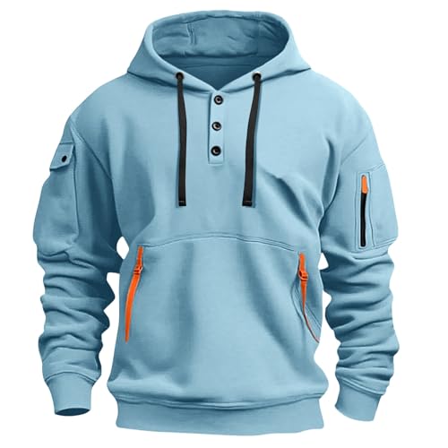 Angxiwan Pullover HerrenKapuzenpullover Herren Hoodie Zip Taschen Warmer Male Kapuzenjacke Einfarbiger Jogging Sweatshirt Baumwolle Bequem Fit LangarmshirtFleecepullover Herren von Angxiwan