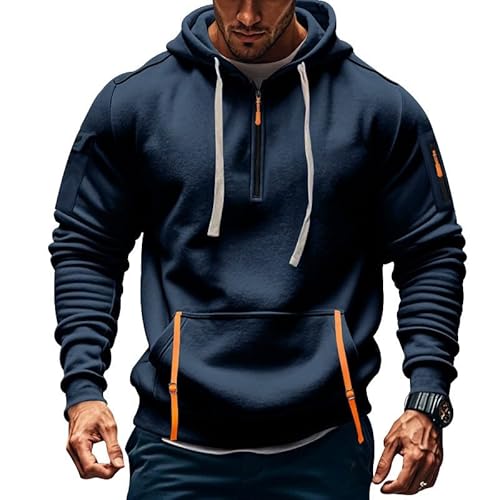 Angxiwan Pullover Kapuzenpullover Herren Kapuzenjacke Male Rundhals Hoodie Einfarbiger Langarm Shirt Kapuze Baumwolle Bequem Fit Kapuzenshirt Schaltknauf Hoodie von Angxiwan
