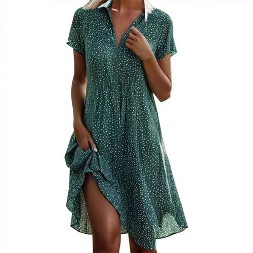 Angxiwan Sommerkleid Damen Lang Bohemien Freizeitkleid Atmungsaktiv Bodenlang Strand Kleid Slouch Maxikleid Bunt Blumenkleid Artistic Leichte Knielang Urlaub Kleider Alltag Maxikleid von Angxiwan