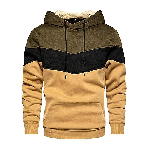 Angxiwan Sportjacke Hoodie Herren Kapuzenpillover Taschen Farbblock Male Sweatshirt Pullover Warmer Langarmshirt Baumwolle Bequem Fit Freizeithemden Modische Hoodies & Sweatshirts von Angxiwan