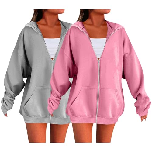 Angxiwan Sweatjacke Damen schwarz XXL Sweatjacke mit Kapuze Zip Hoodie Oversize übergangsjacke Herbst Kapuzenjacke Baumwolle Sweatshirt Jacke Langarm Sportjacken Sportjacke Damen große größen 3XL von Angxiwan
