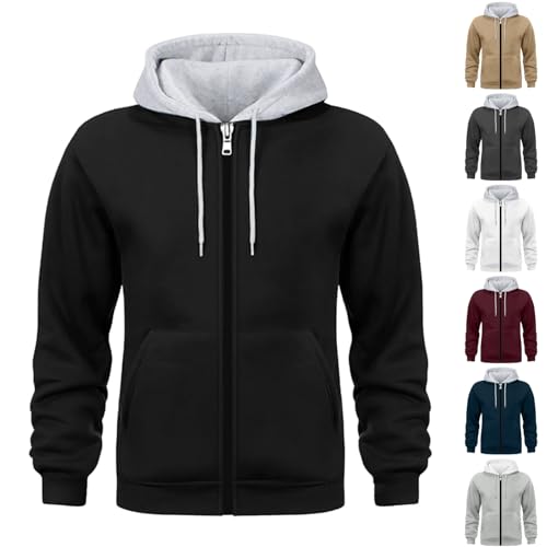 Angxiwan Sweatjacke HerrenKapuzenpullover Herren Kapuzenjacke Einfarbiger Männer Hoodie Farbblock Kapuze Atmungsaktiv Herren Sweatshirt Baumwolle Bequem Fit LangarmshirtHerrenjacke üBergangsjacke von Angxiwan