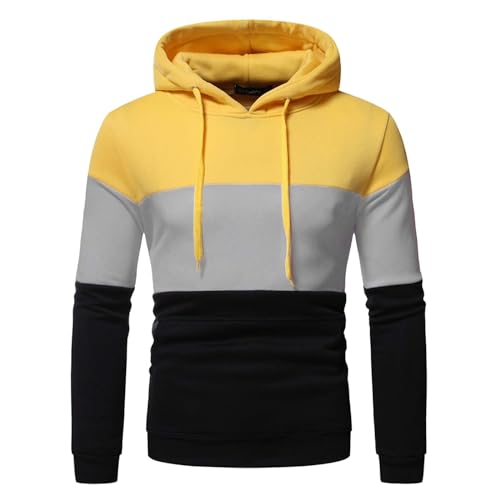 Angxiwan Sweatshirt Hoodie Herren Kapuzenpillover Taschen Farbblock Male Sweatshirt Pullover Warmer Langarmshirt Baumwolle Bequem Fit Freizeithemden Herren Hemden Langarm von Angxiwan
