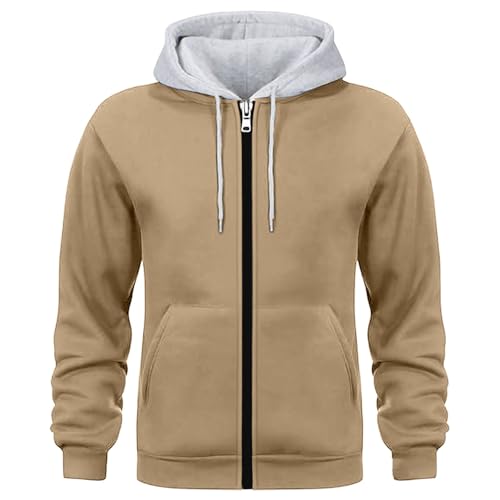 Angxiwan Sweatshirt Kapuzenpullover Herren Kapuzenjacke Einfarbiger Männer Hoodie Farbblock Kapuze Atmungsaktiv Herren Sweatshirt Baumwolle Bequem Fit Langarmshirt Hemden Langarm von Angxiwan