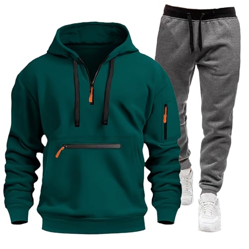 Angxiwan Tracksuit Jogginganzug Trainingsanzug Herren Einfarbig Warme Y2K Baumwolle Luftige Gym SportanzugFür Atmungsaktiv Fit​ Freizeitanzug Herren Jogginganzug von Angxiwan