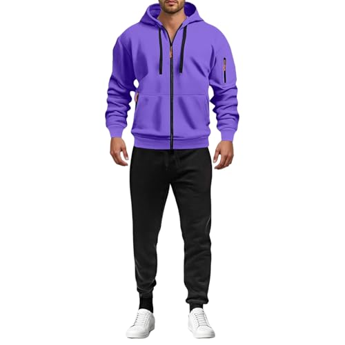 Angxiwan Trainingsanzug Trainingsanzug Jogginganzug Herren Y10K Baumwolle Einfarbig Tracksuit mit Kapuze Warme Gym Atmungsaktiv Sportanzug Zip Taschen​ Luftige Bequem Fit​ Freizeitanzug Herren von Angxiwan