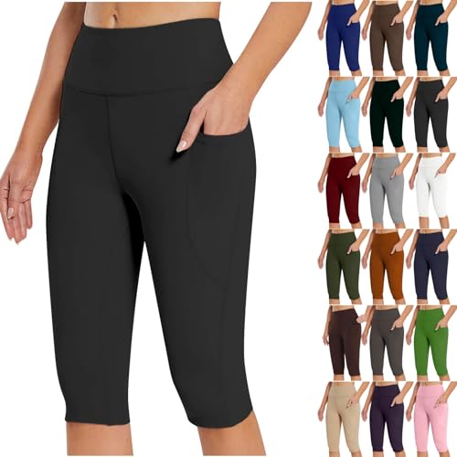 Angxiwan Warehouse Deal Capri Leggings Damen high Waist yogahose Knielang Sportleggings für Yoga Fitness Cycling Stretch Skinny Caprihose Radlerhose von Angxiwan
