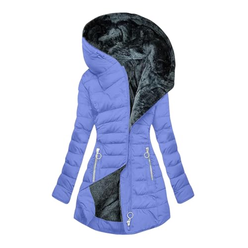 Angxiwan parka damen Wintermantel Lang Winterjacke Warm Gefüttert Winterparka Winter Jacke Mantel Parka Reißverschluss Steppmantel Daunenmantel mit Kapuze damen winterjacke von Angxiwan