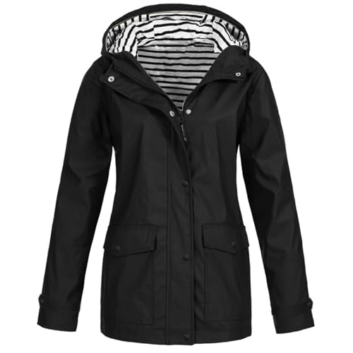 Angxiwan regenjacke damen sommer Regenmantel Regenjacke Wasserdicht Regenparka Lang Windbreaker mit Kapuze Windjacke Wanderjacke Outdoor Funktionsjacke Outdoorjacke laufjacke damen von Angxiwan