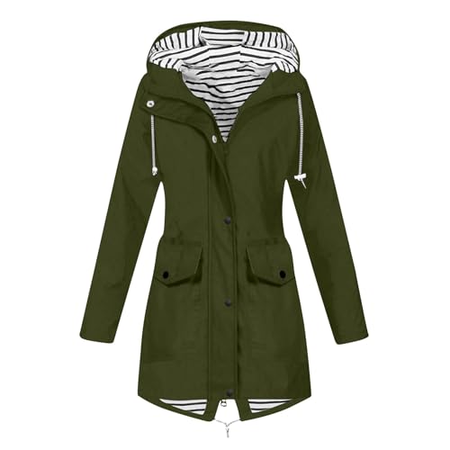Angxiwan regenjacke dünn Regenmantel Regenjacke Wasserdicht Regenparka Lang Windbreaker mit Kapuze Windjacke Wanderjacke Outdoor Funktionsjacke Outdoorjacke softshellmantel damen von Angxiwan