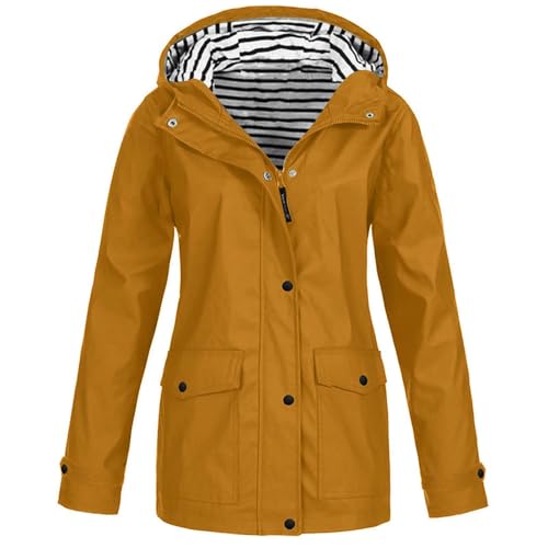 Angxiwan regenkleidung damen Regenmantel Regenjacke Wasserdicht Regenparka Lang Windbreaker mit Kapuze Windjacke Wanderjacke Outdoor Funktionsjacke Outdoorjacke sportjacke damen von Angxiwan