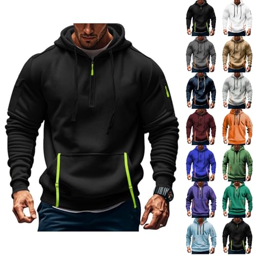 Angxiwan üBergangsjacke Kapuzenpullover Herren Kapuzenjacke Male Rundhals Hoodie Einfarbiger Langarm Shirt Kapuze Baumwolle Bequem Fit Kapuzenshirt Hoodie Herren von Angxiwan