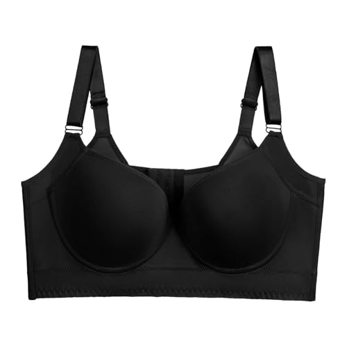 Damen BH Minimizer mit bügel gepolstert BH Damen Bügel Frauen Bralettes Starker Halt Klassische BHS Spitze Gegen Hängebrust Bra Verstellbarem Träger Bequemer Dessous Schlaf Bügelloser Unterwäsch von Angxiwan