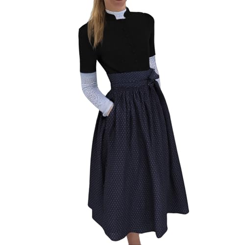 Dirndl rot,Trachtenkleid Dirndlkleid Trachtenmode Midi Bayerisches Dirndl Kleid für Damen Lang Wiesn Outfit Elegant Retro Kleider Festlich für Bierfest Oktoberfest von Angxiwan