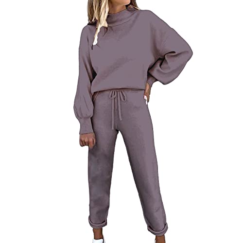 Hausanzug Damen Nicki Hosenanzug Damen Freizeitanzug Einfarbig Hausanzug Lounge Set Baumwolle Zweiteiler Workout 2 Teilig Casual Outfit Jogginganzug Trainingsanzug Anzug von Angxiwan