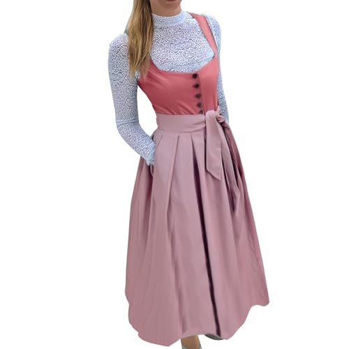Trachtenweste Damen,Trachtenkleid Dirndlkleid Trachtenmode Midi Bayerisches Dirndl Kleid für Damen Lang Wiesn Outfit Elegant Retro Kleider Festlich für Bierfest Oktoberfest von Angxiwan