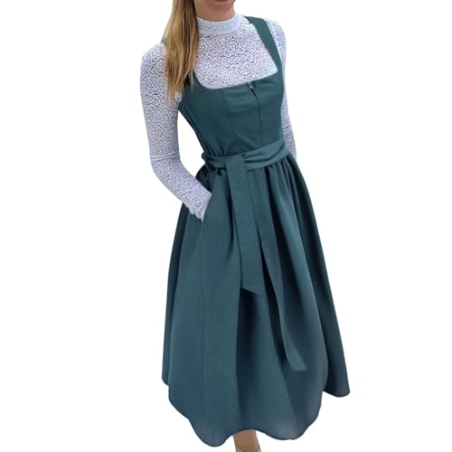 Trachtenweste Damen,Trachtenkleid Dirndlkleid Trachtenmode Midi Bayerisches Dirndl Kleid für Damen Lang Wiesn Outfit Elegant Retro Kleider Festlich für Bierfest Oktoberfest von Angxiwan