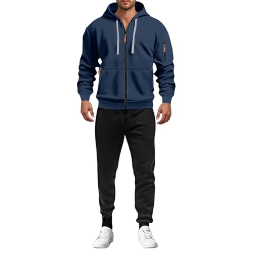 Trainingsanzug Herren Trainingsanzug Jogginganzug Herren Y9K Baumwolle Einfarbig Tracksuit mit Kapuze Warme Gym Atmungsaktiv Sportanzug Zip Taschen​ Luftige Bequem Fit​ Freizeitanzug Tracksuit von Angxiwan