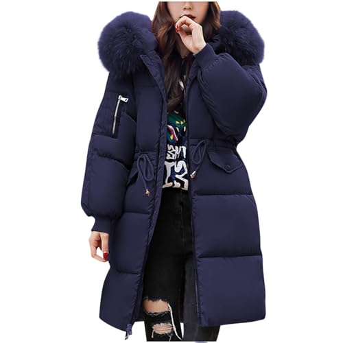 damen-mäntel Wintermantel Winterjacke Lang Puffer Jacke Warm Gefüttert Winterparka Winter Mantel Parka Steppmantel Reißverschluss Daunenmantel mit Kapuze übergangsjacke von Angxiwan