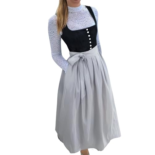dirndlkleid Damen,Trachtenkleid Dirndlkleid Trachtenmode Midi Bayerisches Dirndl Kleid für Damen Lang Wiesn Outfit Elegant Retro Kleider Festlich für Bierfest Oktoberfest von Angxiwan