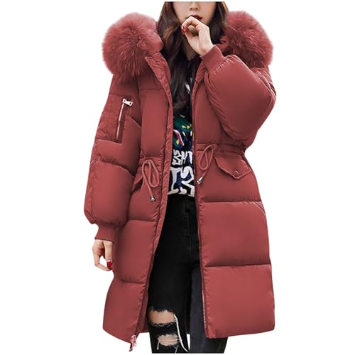 steppmantel damen leicht Wintermantel Winterjacke Lang Puffer Jacke Warm Gefüttert Winterparka Winter Mantel Parka Steppmantel Reißverschluss Daunenmantel mit Kapuze daunenjacke damen von Angxiwan
